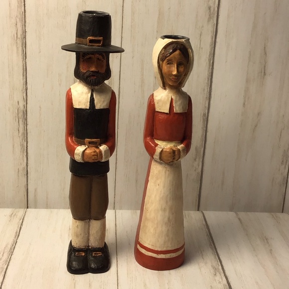 Vtg Kurt Adler Thanksgiving Pilgrim Candleholders